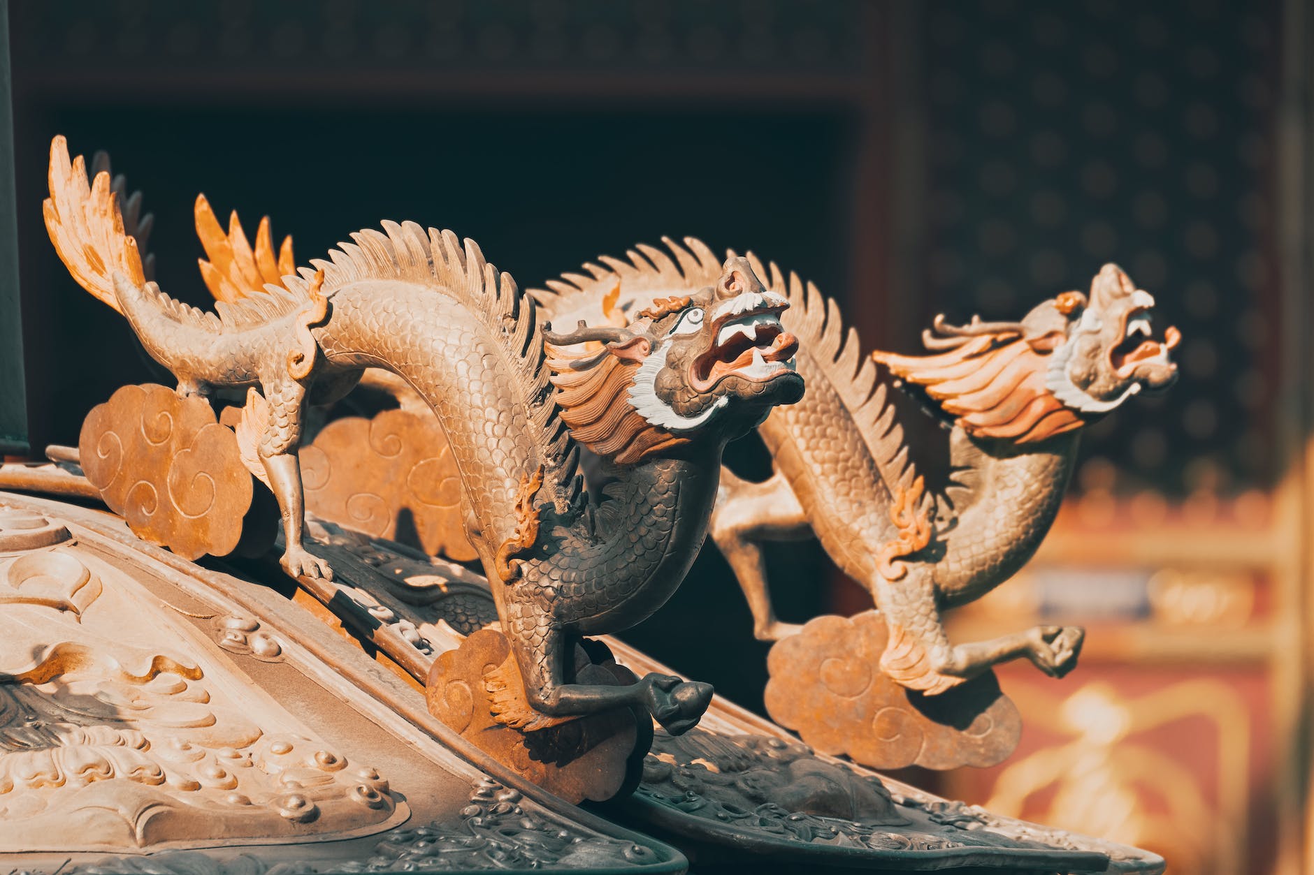 sculptures of dragons